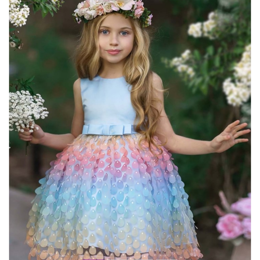 Blue Mermaid Scale Sleeveless Dress